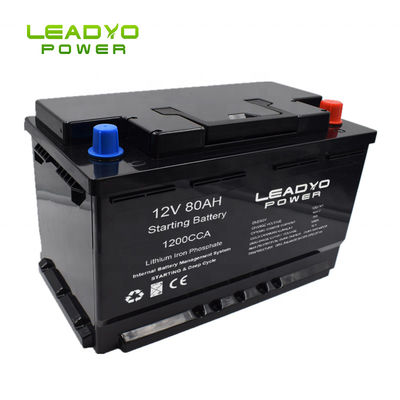 नाव के लिए स्टार-स्टॉप मरीन लिथियम आयन बैटरी 12v 80Ah CCA1200A क्रैकिंग और डीप साइकिल Lifepo4 बैटरी