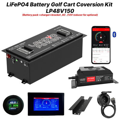 48V 150Ah 51.2V LiFePO4 लिथियम गोल्फ कार्ट बैटरी रूपांतरण किट 250Amp निरंतर आउटपुट, 520A/20S