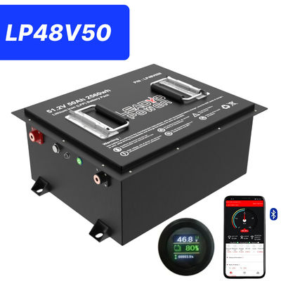 48V 50Ah 51.2V2 150Amp LiFePO4 गोल्फ कार्ट बैटरी w/h एलसीडी डिस्प्ले और ब्लूटूथ