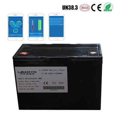 अच्छा मूल्य ब्लूटूथ ऐप के साथ स्मार्ट लिथियम आयन बोट बैटरी 12v 80Ah डीप साइकिल लाइफपो4 समुद्री बैटरी ऑनलाइन